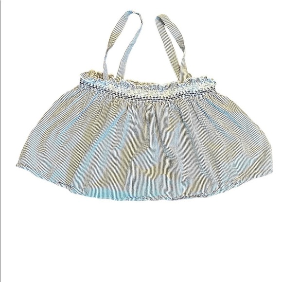 Urban Outfitters Cropped Gray & White Striped Tank Size Medium Button Straps. - Picture 1 of 11